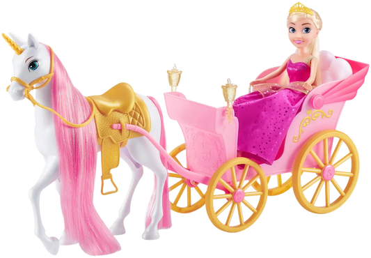 Sparkle Girlz 10.5" Princess W/Unicorn & Carriage