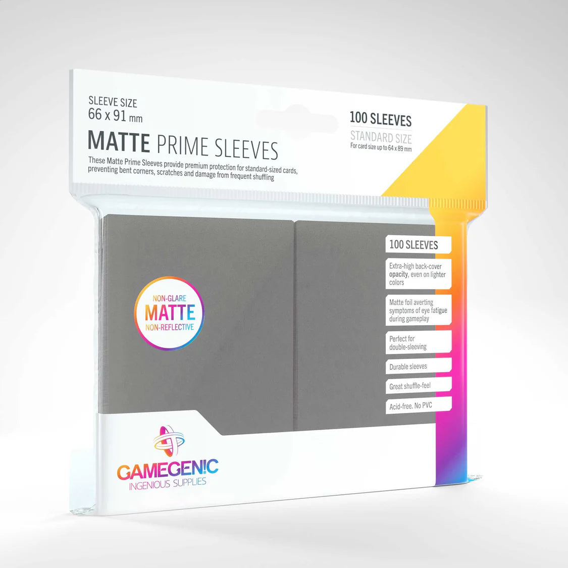 Gamegenic Matte Prime Sleeves - Dark Gray 100ct