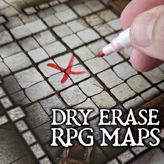 Essential RPG Battle Maps - Dungeon Set. 6 Wet/Dry Erase Battle Maps with 1 inch grid