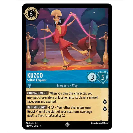 Lorcana TCG – Kuzco - Selfish Emperor Holo – Super Rare Card 149/204