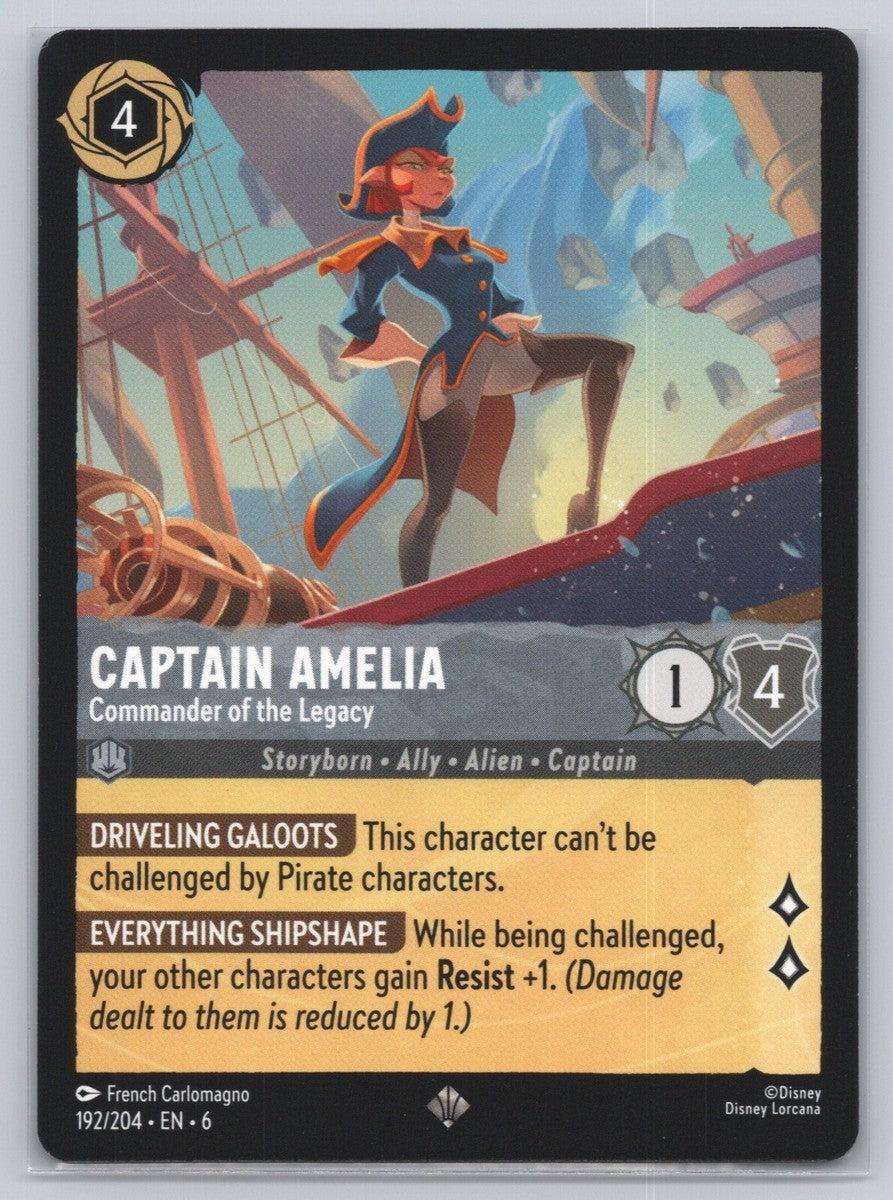 Lorcana TCG - Captain Amelia - Commander of the Legacy - Holo Super Rare - 192/204