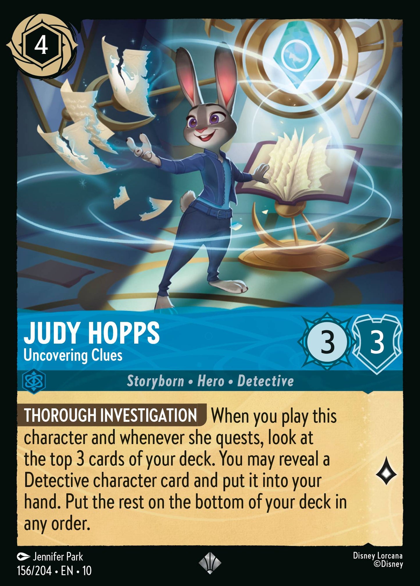 Lorcana TCG - Judy Hopps - Uncovering Clues - Rainbow Foil Super Rare - 156/204
