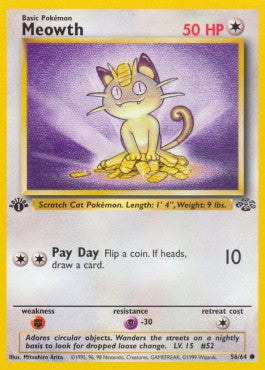Pokemon TCG Meowth (JU 56) Light Play Damage