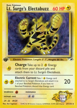 Pokemon TCG Lt. Surge's Electabuzz (GH 27) Light Play Damage