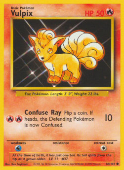 Pokemon TCG Vulpix (BS 68) Light Play Damage