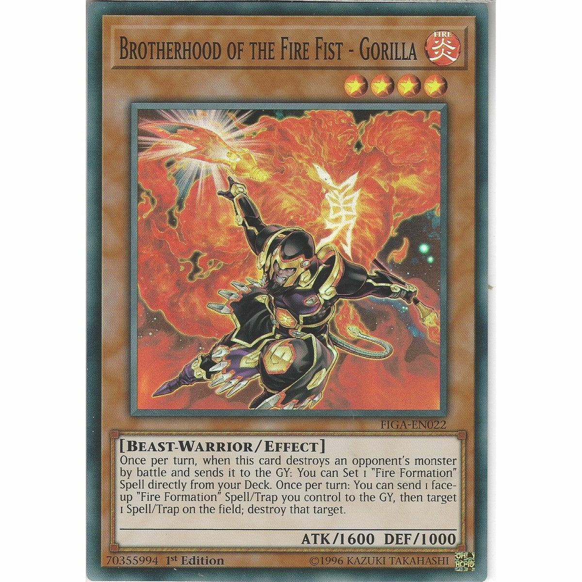 Yu-Gi-Oh! TCG Brotherhood of the Fire Fist - Gorilla FIGA-EN022 (1st Edition)