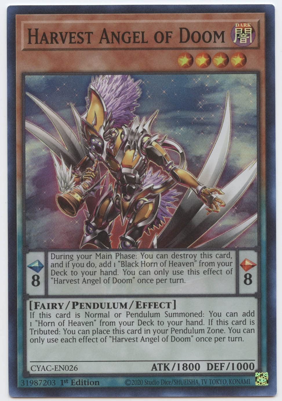 Yu-Gi-Oh! TCG Harvest Angel of Doom CYAC-EN026 (1st Edition)