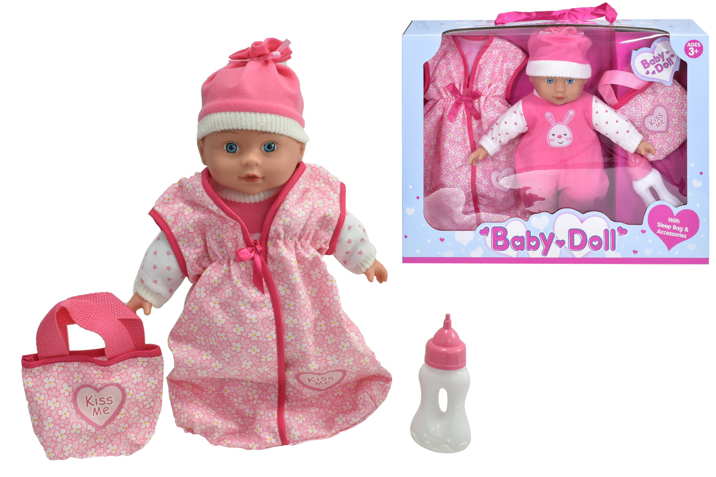 13" Vinyl Baby Doll With Sleep Bag & Accessories