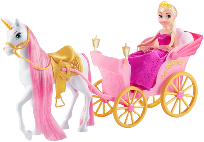 Sparkle Girlz 10.5" Princess W/Unicorn & Carriage
