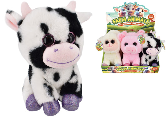 20cm Plush Farm Animals Glitter Eyes