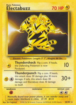 Pokemon TCG Electabuzz (BS 20) Light Play Damage