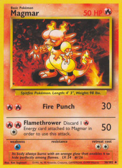 Pokemon TCG Magmar (BS 36) Light Play Damage