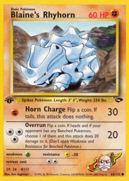 Pokemon TCG Blaine's Rhyhorn (GC 65) Light Play Damage