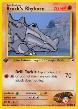 Pokemon TCG Brock's Rhyhorn (GH 70) Light Play Damage