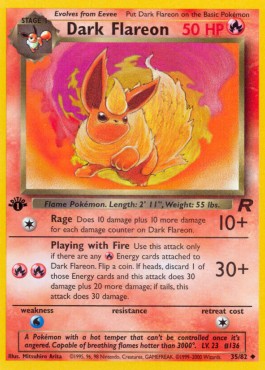 Pokemon TCG Dark Flareon (TR 35) Light Play Damage