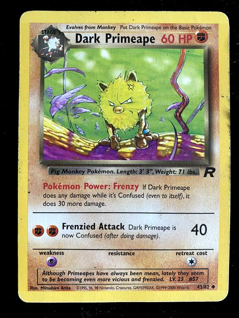 Pokemon TCG Dark Primeape (TR 43) Light Play Damage