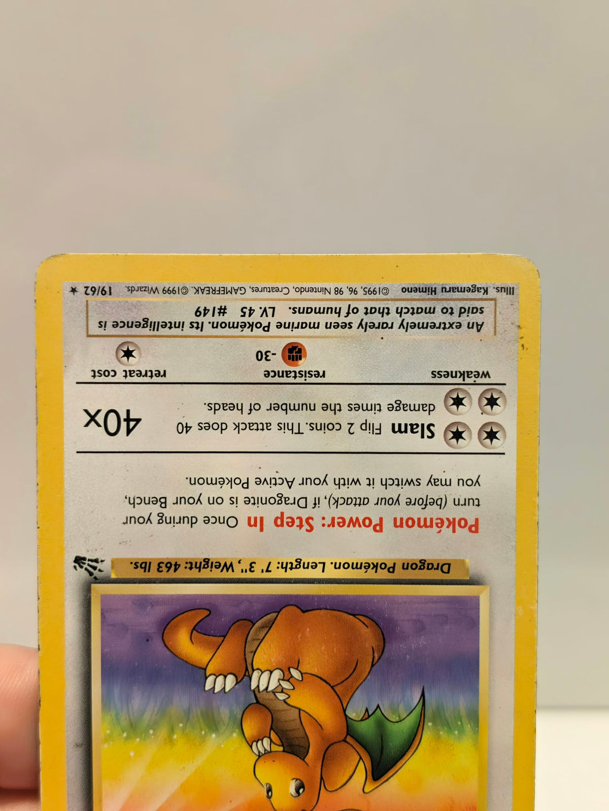 Pokemon TCG Dragonite (FO 19) - Heavy Play Damage