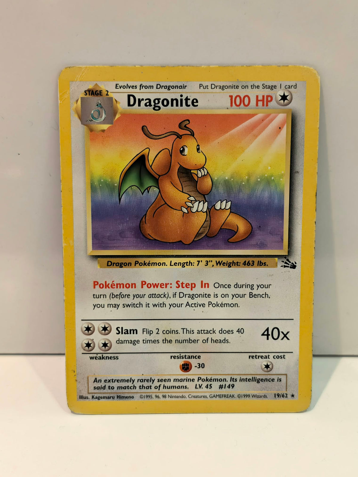 Pokemon TCG Dragonite (FO 19) - Heavy Play Damage