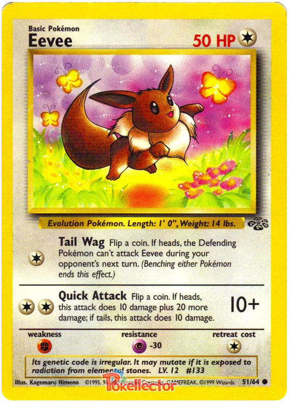 Pokemon TCG Eevee (JU 51) Light Play Damage