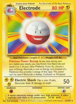 Pokemon TCG Electrode (BS 21) Light Play Damage