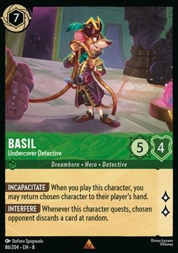 Lorcana TCG - Basil - Undercover Detective - Rare - 86/204