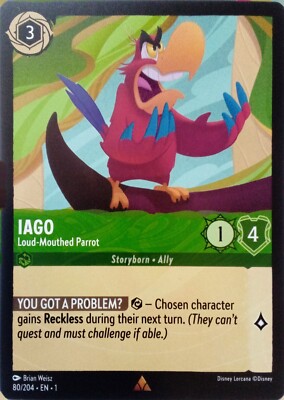 Lorcana TCG - Iago - Loud-Mouthed Parrot - Holo Rare - 80/204