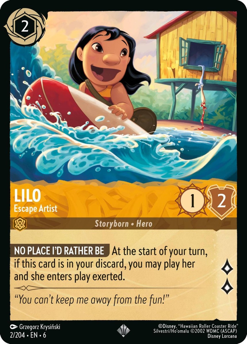 Lorcana TCG - Lilo - Escape Artist - Holo Super Rare - 2/204