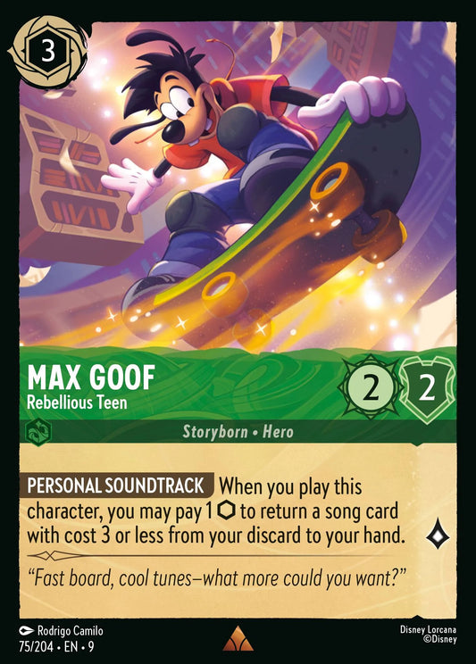 Lorcana TCG - Max Goof - Rebellious Teen - Rainbow Foil Rare - 75/204