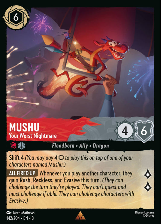 Lorcana TCG - Mushu - Your Worst Nightmare - Holo Rare 142/204