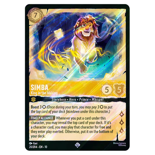 Lorcana TCG - Simba - King in the Making - Rainbow Foil Super Rare - 20/204