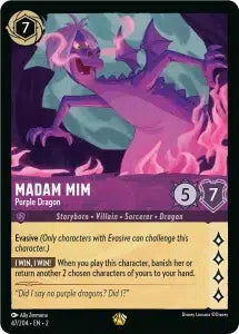 Lorcana TCG - Madam Mim Purple Dragon - Legendary Rare Card