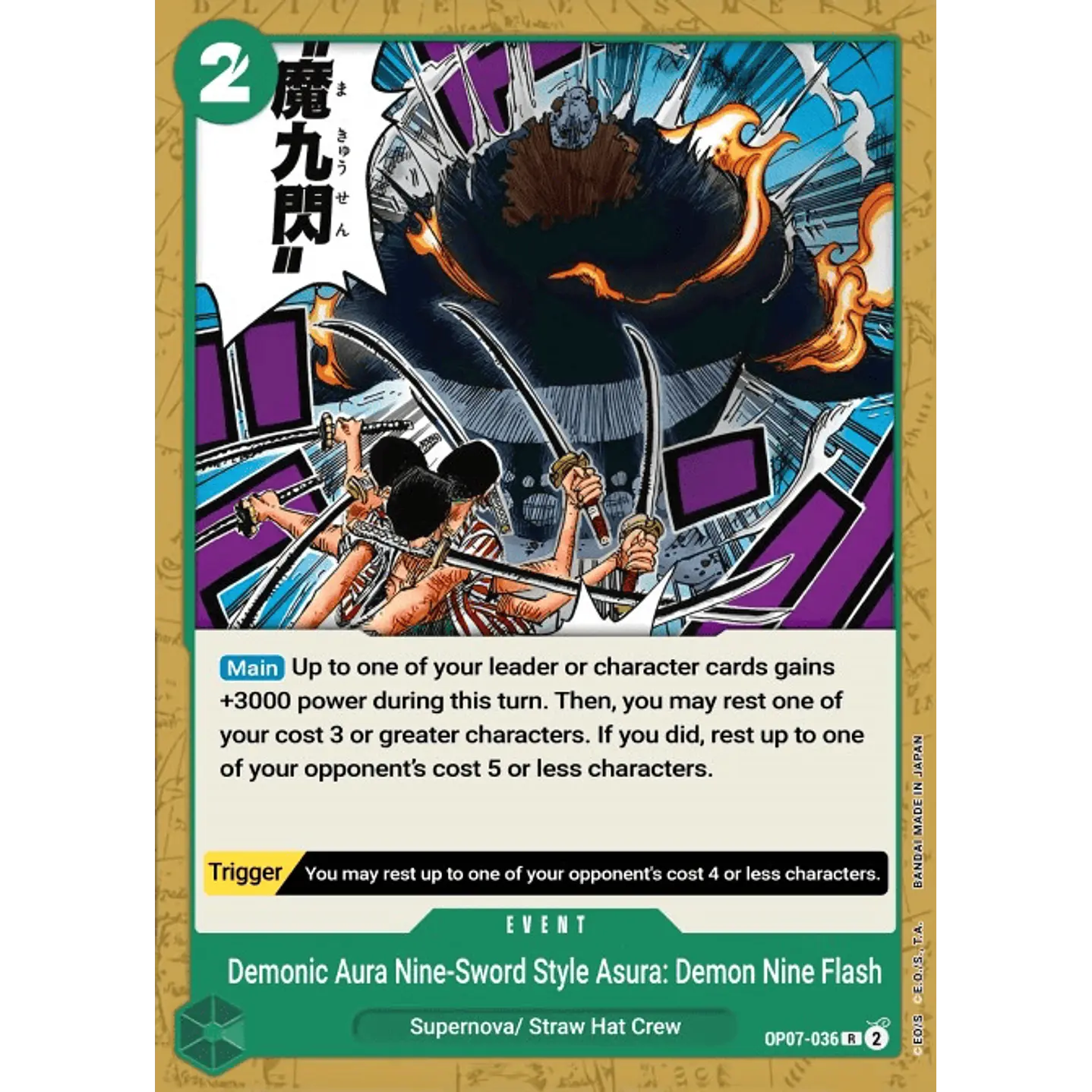 One Piece TCG - Demonic Aura Nine-Sword Style Asura Demon Nine Flash - Holo OP07-036 R2
