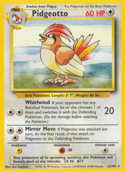 Pokemon TCG Pidgeotto (BS 22) Light Play Damage