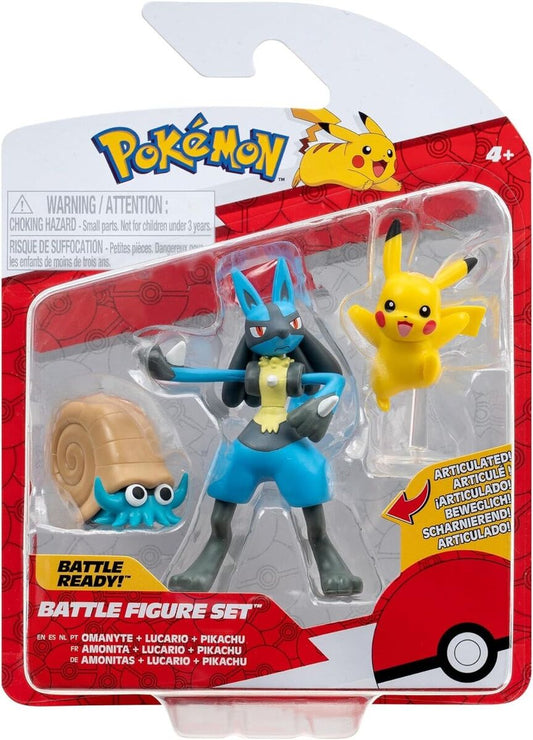 Pokemon Battle Figure 3-Pack Omanyte, Lucario, Pikachu