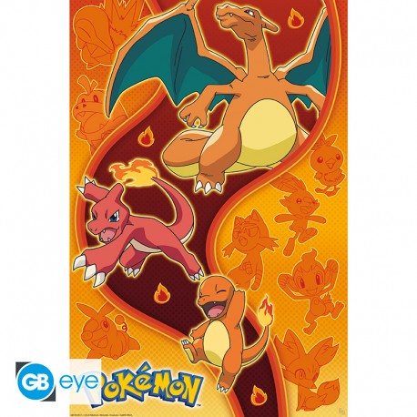 Pokemon Fire Type Starters Poster