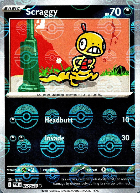 Pokemon TCG Scraggy 057/086 (Pokeball Reverse Holo)