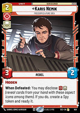 Star Wars Unlimited: Karis Nemik, Freedom is a Pure Idea (V.2) SEC 658 Foil