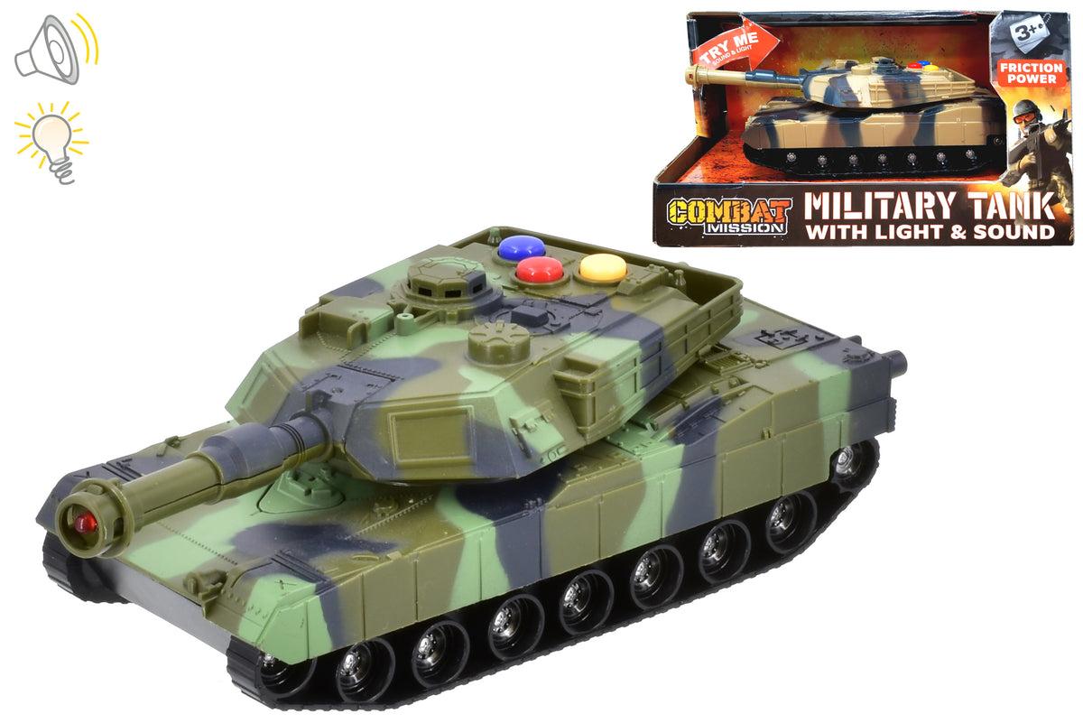 1:32 Friction Military Tank With Light & Sound