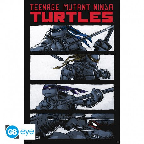 Teenage Mutant Ninja Turtles Comic Black and White Poster