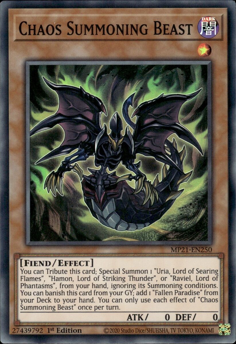Yu-Gi-Oh TCG Chaos Summoning Beast MP21-EN250 (1st Edition)