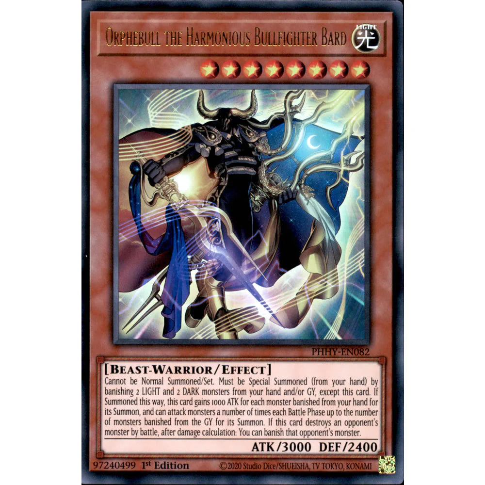 Yu-Gi-Oh TCG Orphebull the Harmonious Bullfighter Bard PHHY-EN082 (1st Edition)