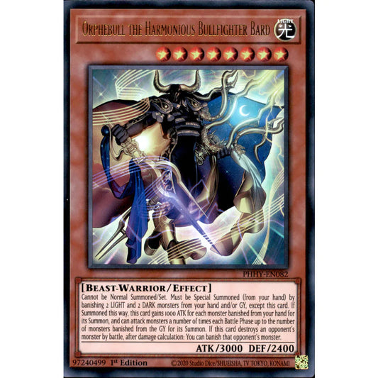 Yu-Gi-Oh TCG Orphebull the Harmonious Bullfighter Bard PHHY-EN082 (1st Edition)