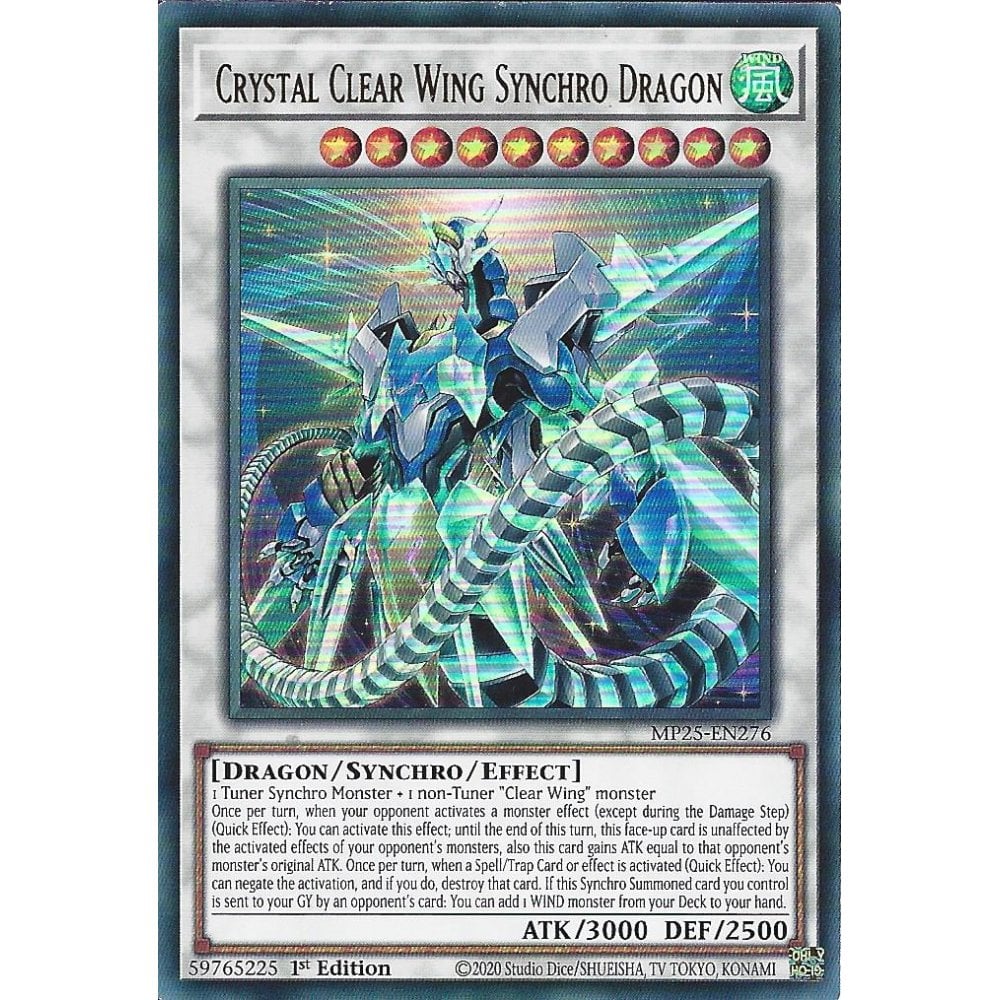 Yu-Gi-Oh! TCG Crystal Clear Wing Synchro Dragon MP25-EN276 (1st Edition)